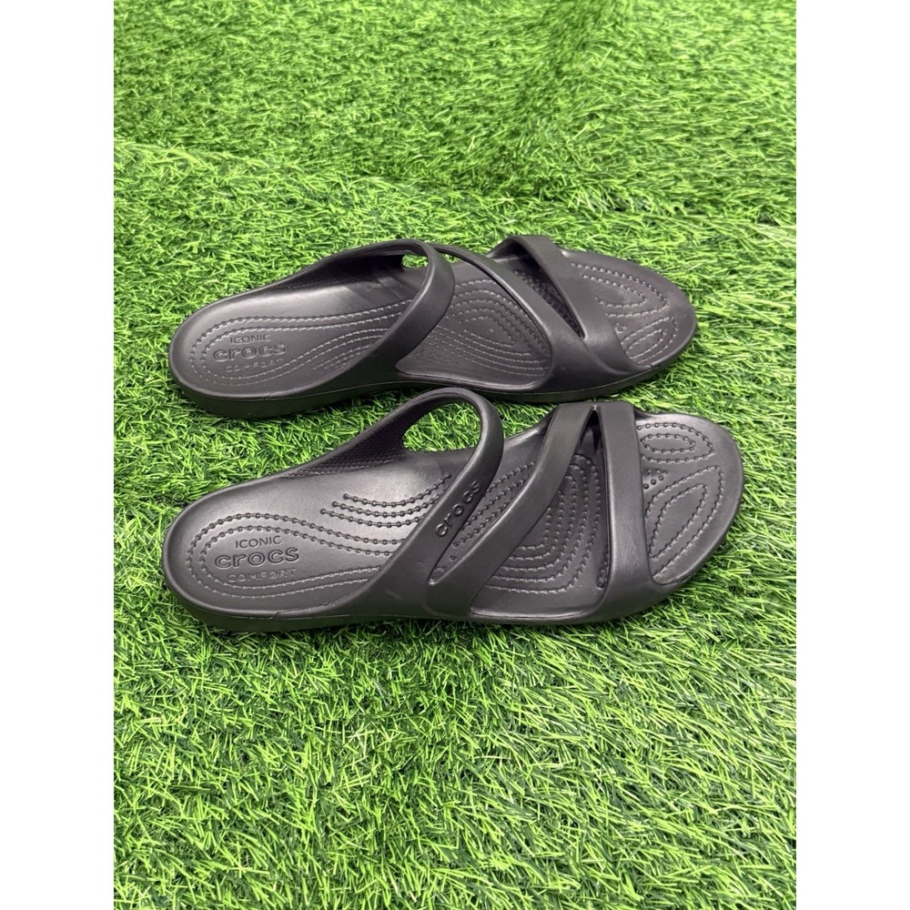 Crocs Kadee II Strappy Slip on Sandals Slides Black Women's 8
